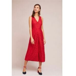 Anthropologie Moulinette Soeurs Red Lace Jumpsuit – Size 8